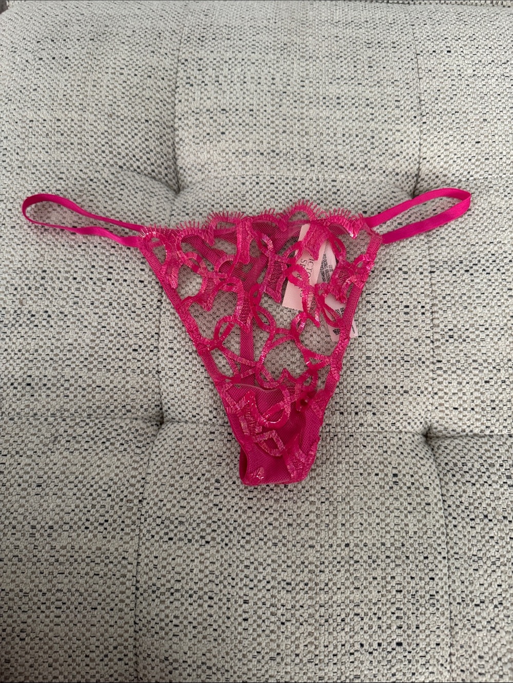 Victoria's Secret Hot Pink Lace Heart Thong